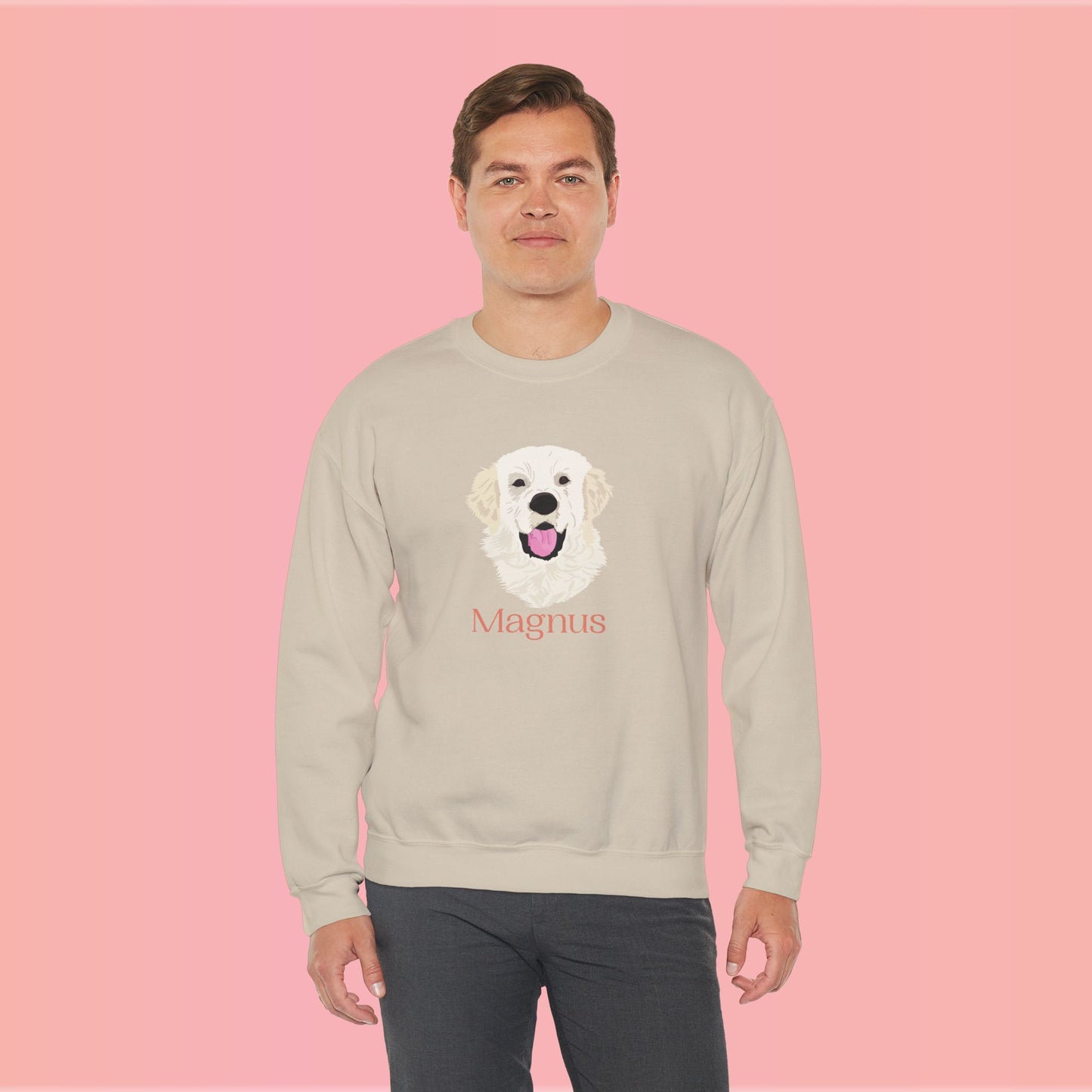 Custom Pet Portrait Crewneck Sweatshirt – Hand-Drawn Pet Illustration for You and Your Soul Pet | Hewo Hue