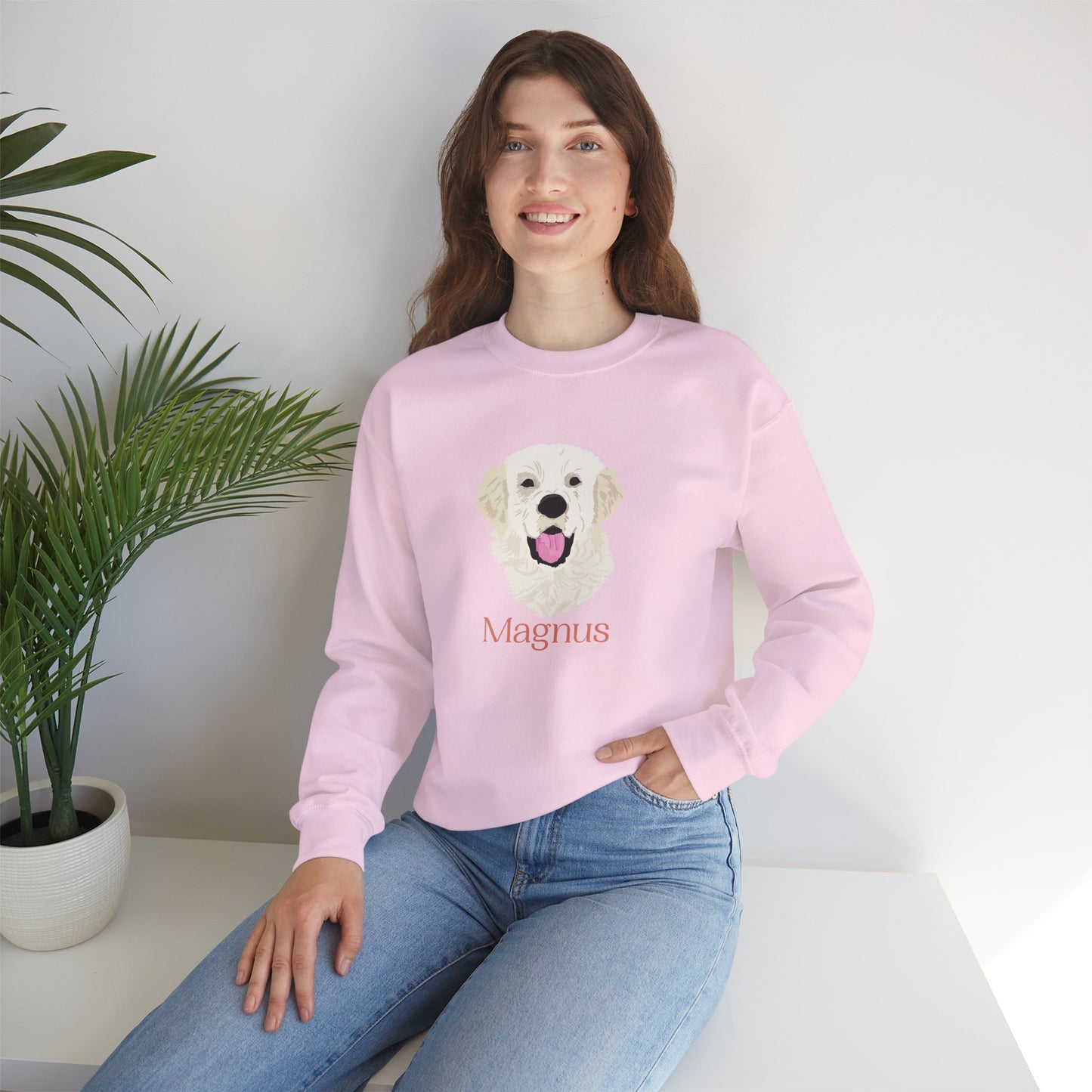 Custom Pet Portrait Crewneck Sweatshirt – Hand-Drawn Pet Illustration for You and Your Soul Pet | Hewo Hue