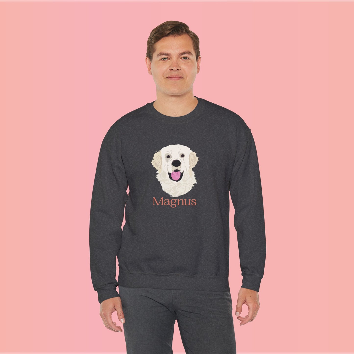 Custom Pet Portrait Crewneck Sweatshirt – Hand-Drawn Pet Illustration for You and Your Soul Pet | Hewo Hue