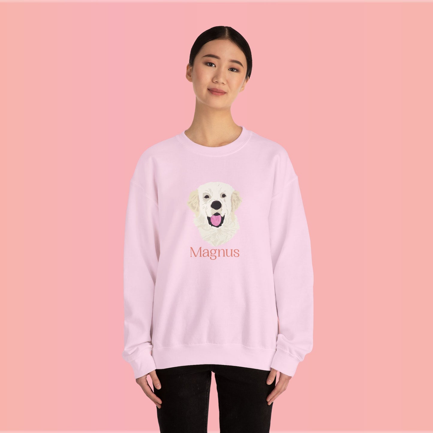 Custom Pet Portrait Crewneck Sweatshirt – Hand-Drawn Pet Illustration for You and Your Soul Pet | Hewo Hue
