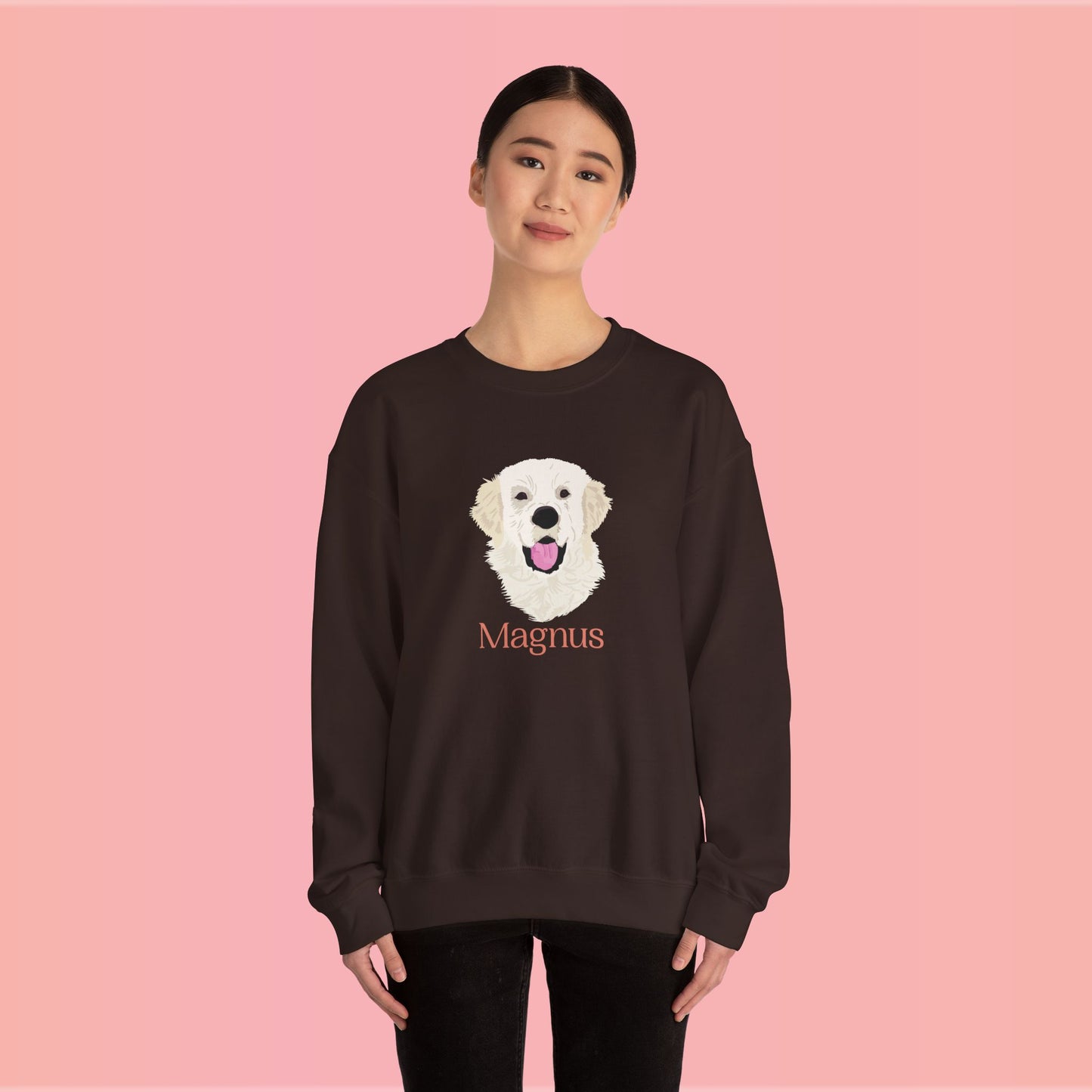 Custom Pet Portrait Crewneck Sweatshirt – Hand-Drawn Pet Illustration for You and Your Soul Pet | Hewo Hue
