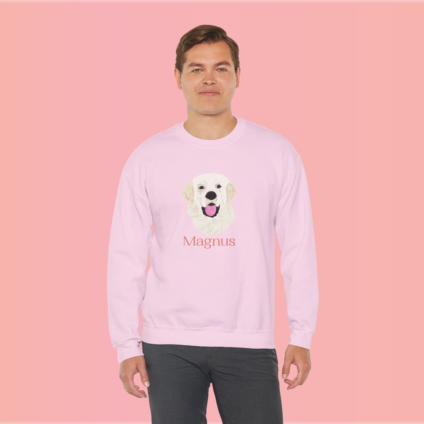 Custom Pet Portrait Crewneck Sweatshirt – Hand-Drawn Pet Illustration for You and Your Soul Pet | Hewo Hue