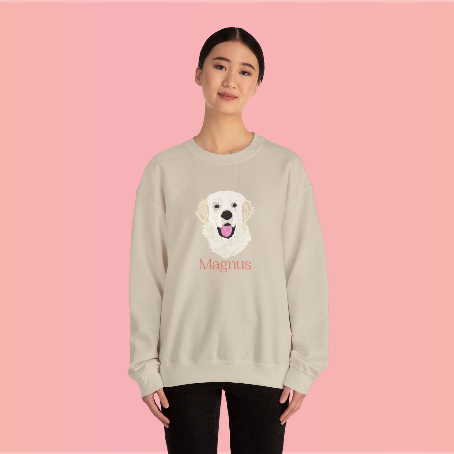 Custom Pet Portrait Crewneck Sweatshirt – Hand-Drawn Pet Illustration for You and Your Soul Pet | Hewo Hue
