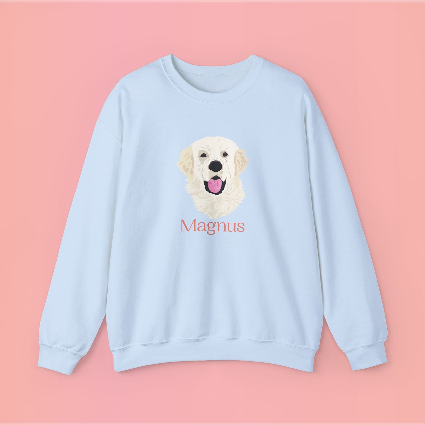 Custom Pet Portrait Crewneck Sweatshirt – Hand-Drawn Pet Illustration for You and Your Soul Pet | Hewo Hue
